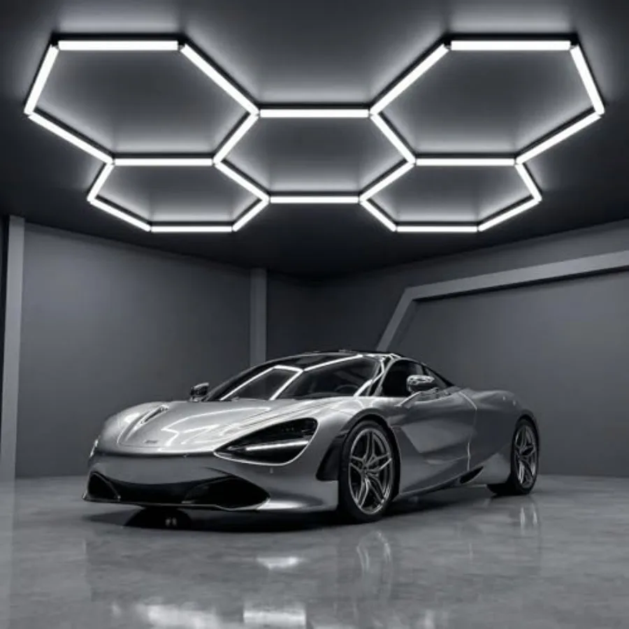 

Светодиодные потолочные светильники Hexagon Garage Lights 144W 17280LM - 25 штук, суперяркие, в форме сот, для гаража, мастерской, спортзала, автомастерской
