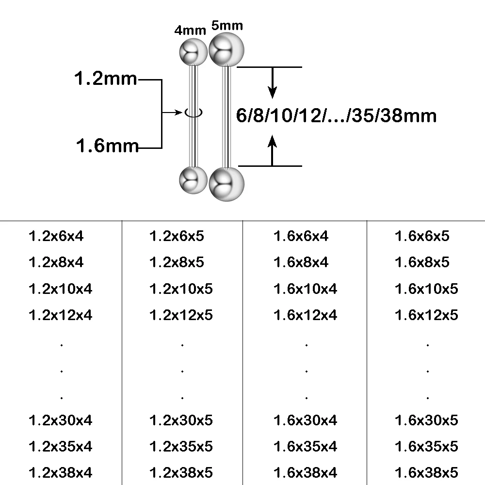 1 OR 5PCS Stainless Steel Ear Cartilage Helix Industrial Piercing Earring ,Tongue Piercing Bar ,Stud Earrings