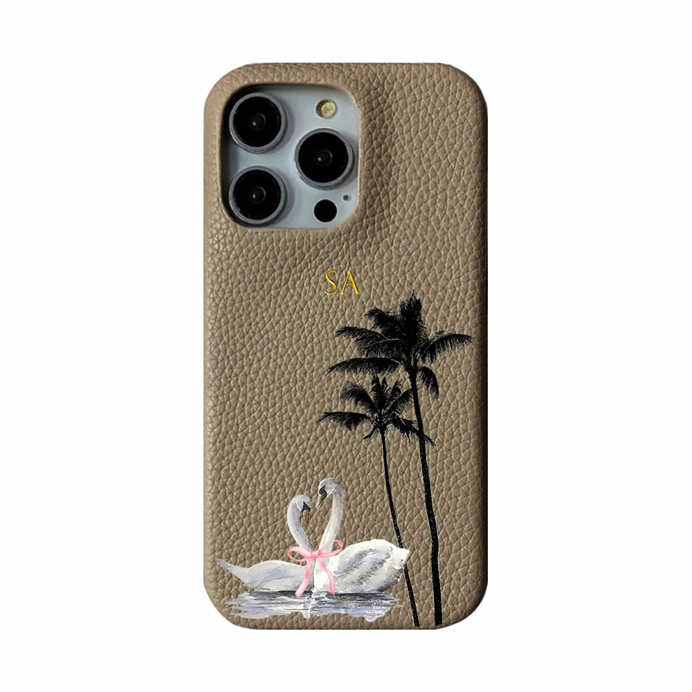 حافظة جلدية بحروف أولية مخصصة لهاتف آيفون 11 12 14 13 15 17Pro Max XS Max XR 16 Plus يغطي القمر والنجوم