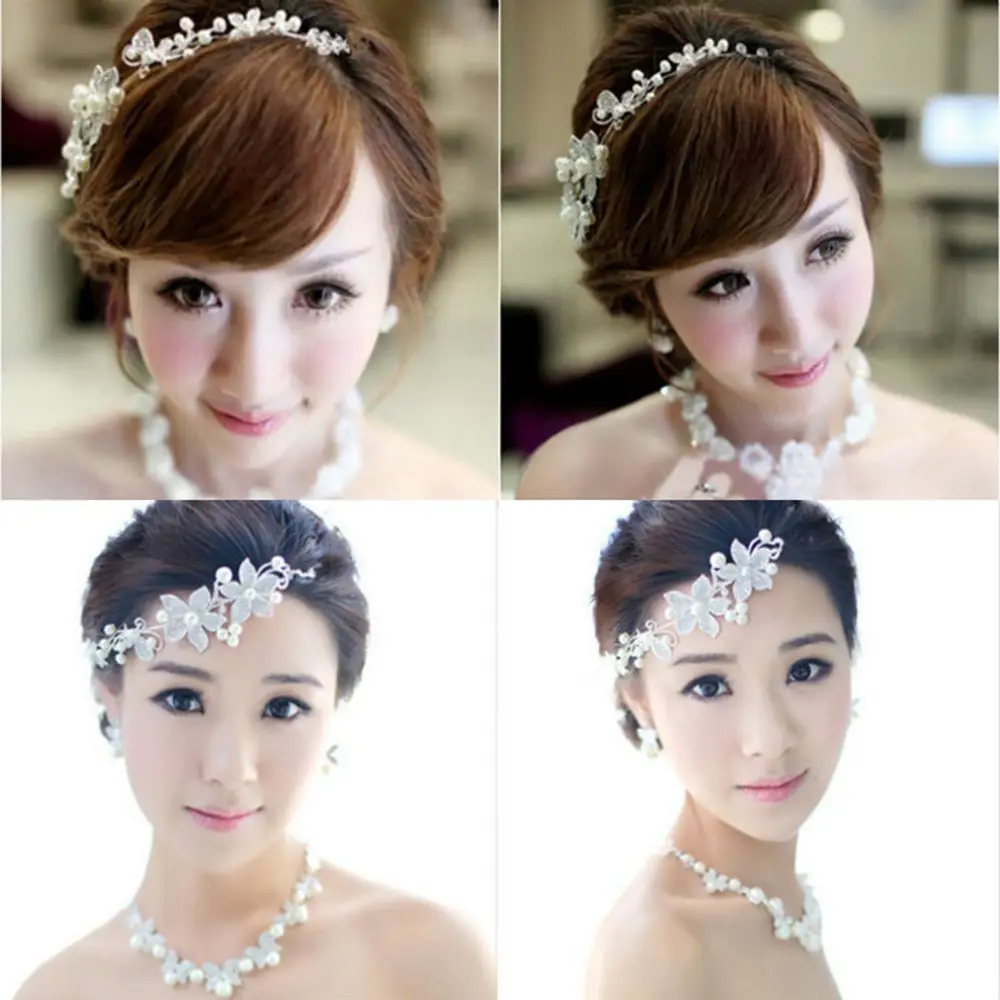 Chain Delicate Korean Comb Soft Clip Wedding Clear Pearls Pearl Crystal Band 1PCS Party Sweet Flower Headband Hair Rhinestone