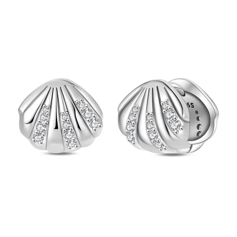 925 Sterling Silver Hoop Earrings White Small Shell Sparkling Zircon Earrings For Women Fine Birthday Anniversary Jewelry Gifts