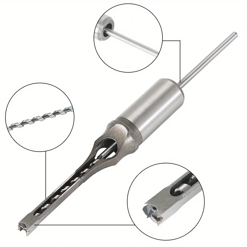 7 pièces travail du bois trou carré Tenon Bits trou scie Tenon Bits ciseau Bits torsion Bits ensemble