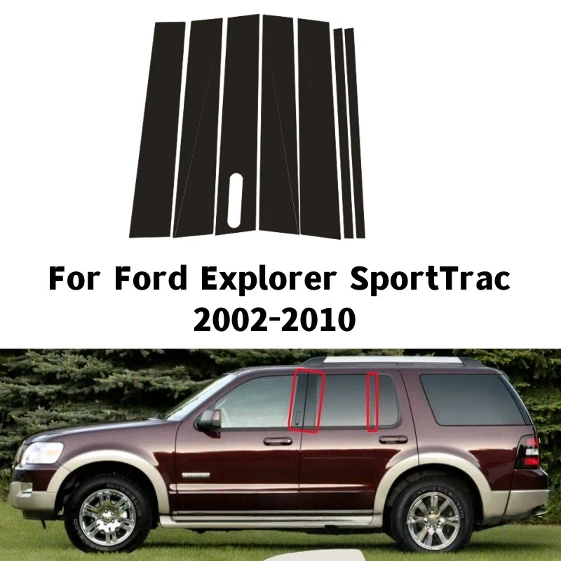 

For Ford Explorer 2002-2021 2011 2012 2013 2014 2015 6pcs Black Center Column Window Trim Covers B C-Pillar Stickers Accessories
