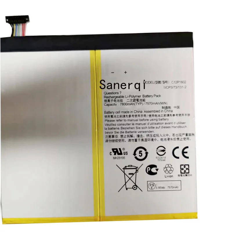 

Tablet Battery C12P1602 For ASUS ZenPad Z10 ZT500KL C12P1602 Rechargeable Tablet Battery 7800mAh