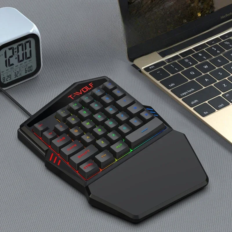 Imagem -05 - Conjunto de Teclado e Mouse com Fio T19 de Uma Mão Sensação Mecânica Acessórios E-sports Pubg Chicken Jogo Móvel Teclado Pequeno Presente