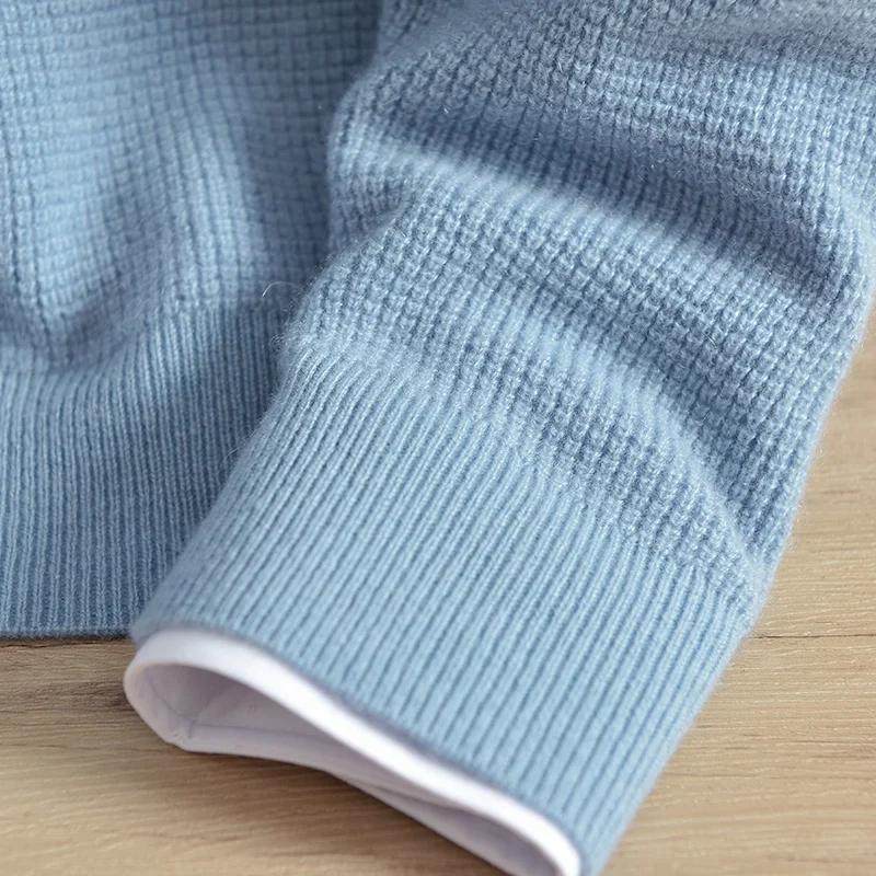 Maglione invernale in puro cashmere di alta qualità da uomo, ampio pullover girocollo ispessito, maglione lavorato a maglia casual jacquard a righe