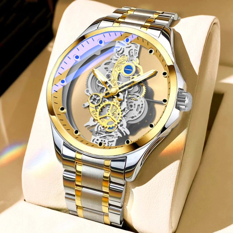 Luxury Men\'s Business Watches Men Silver Stainless Steel Quartz Watch Male Luminous Clock