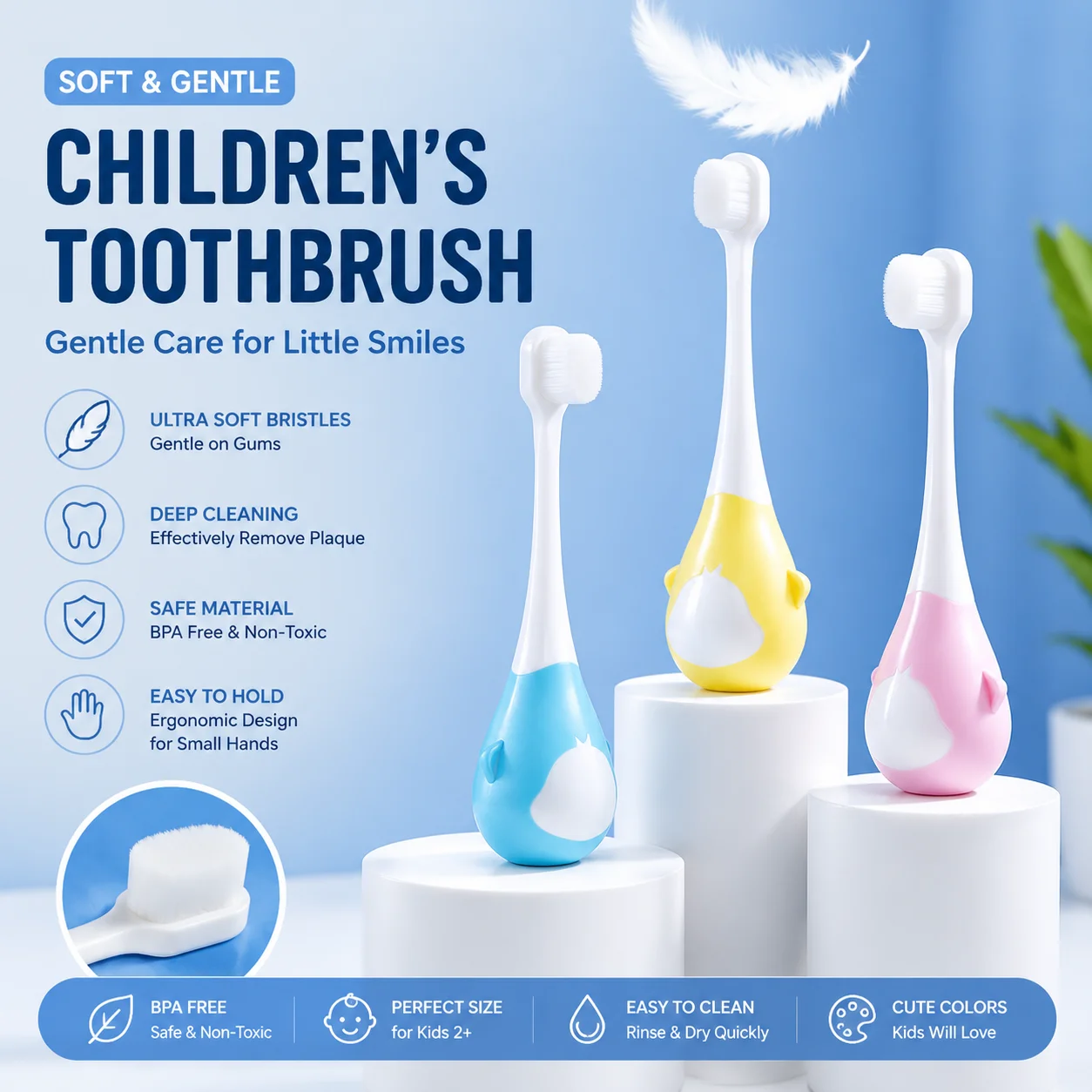 

Children's Ten Thousand Hair Toothbrush Soft Hair 0-6 Year Old Teeth Replacement Period Tongue Coating Cleaning Baby Tooth Brush