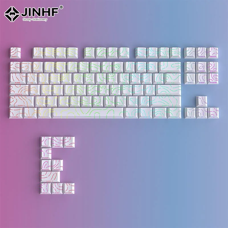 Topographic Keycaps Contour Lines Shine Through PBT Cherry Profile Side Print Backlit For MX Gamer Mechanical Keyboard