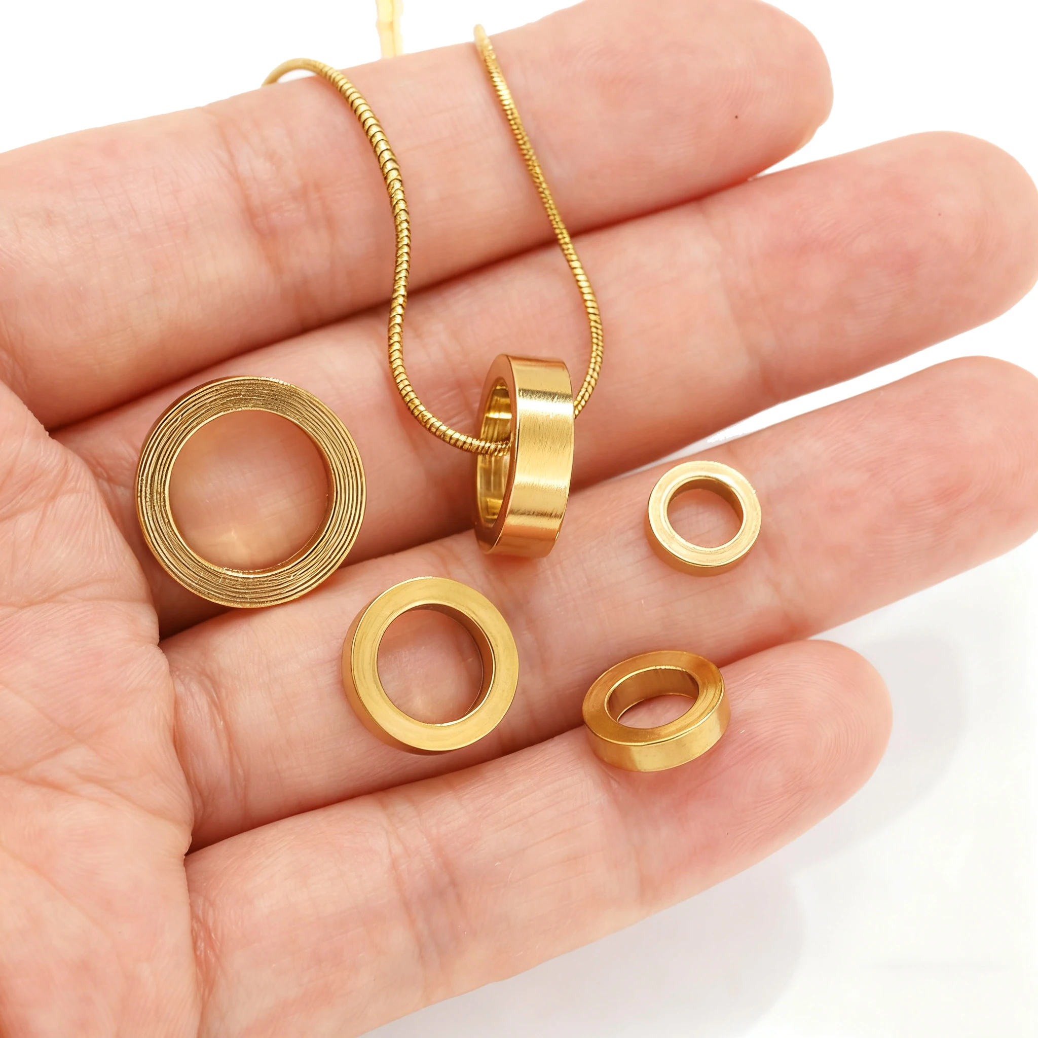 10pcs Stainless Steel Large Hole Flat Round 18K Loose Beads for DIY Bracelet Necklace Craft Jewelry Making Supplies Material image 4