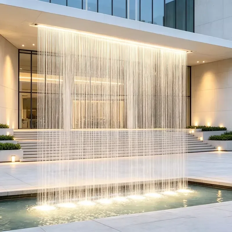 Metal Frame Rain Water Curtain Fountain Warm Lighting Water Feature for Garden Swimming Pool Resort Plaza Landscape Ornament