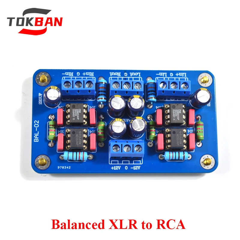 

TOKBAN 2-channel Balanced XLR Input To RCA Output Board for HIFI Amplifier Audio
