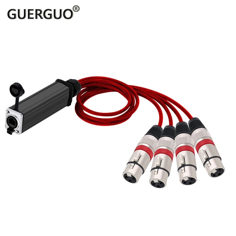 RJ45 Female To 4 Channel XLR Audio DMX Snake Cable Network Extension Color Braid Splitter Cable for Stage and Studio Recording