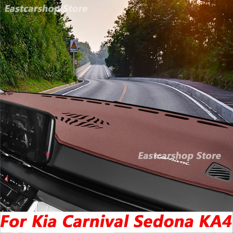 For Kia Carnival Sedona KA4 2021 2022 Car Flannel Dashboard Mat Anti-UV SunShade Instrument Panel Carpet Protection Accessories