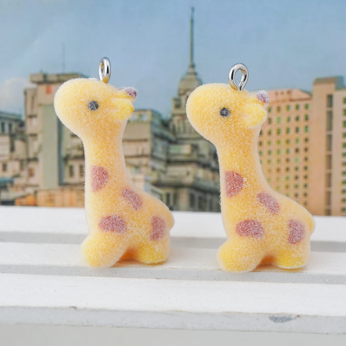 20pcs Cartoon Flocking Resin Animal Charms Cute Plush Doll Pendants For Necklaces Keychains Making DIY Jewelry Accessories