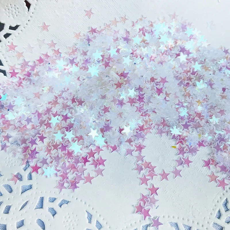 15g Transparent Iridescent Star Glitter Confetti 6MM Pink White Confetti Party Table Scatter Wedding Decor DIY Supplie