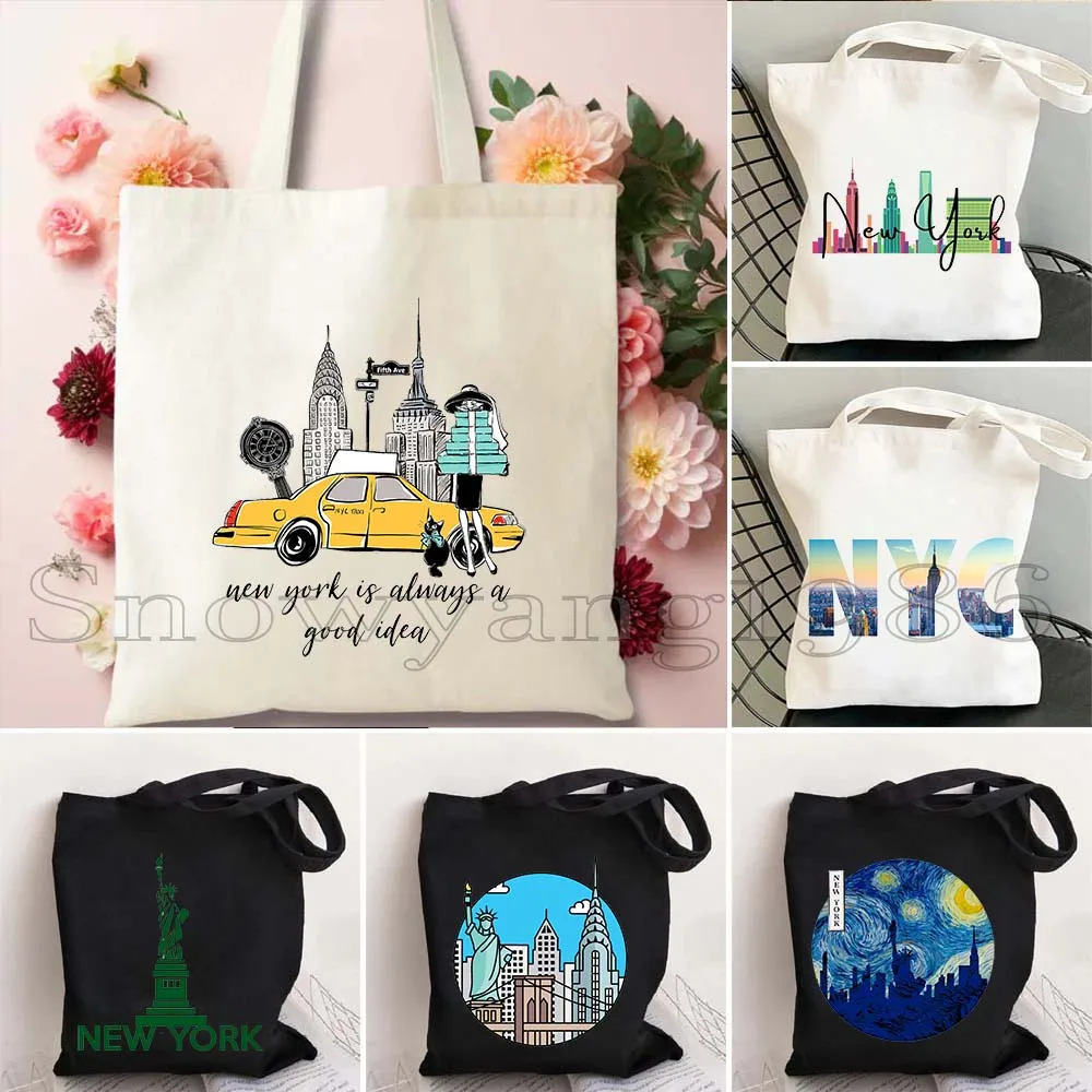 

Retro NYC Love New York City Statue of Liberty USA America Women Girls Canvas Shoulder Tote Bag Shopper Cotton Books Handbag