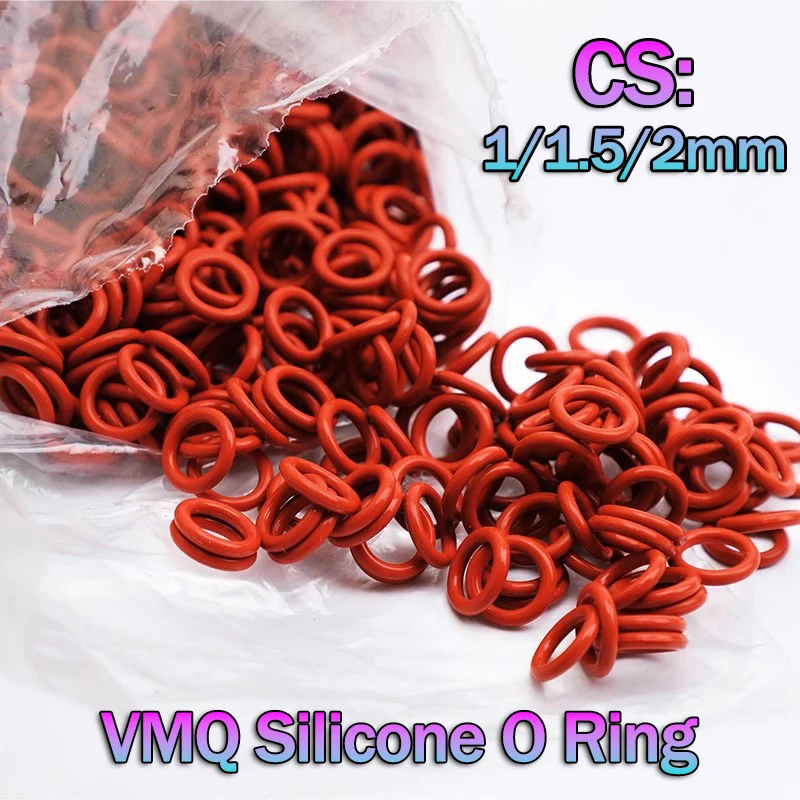 Red Silicone O Ring CS 1/1.5/2mm VMQ Sealing Gasket Ring Waterproof Washer Heat-Resistant Food Grade Silicone Insulated Gasket