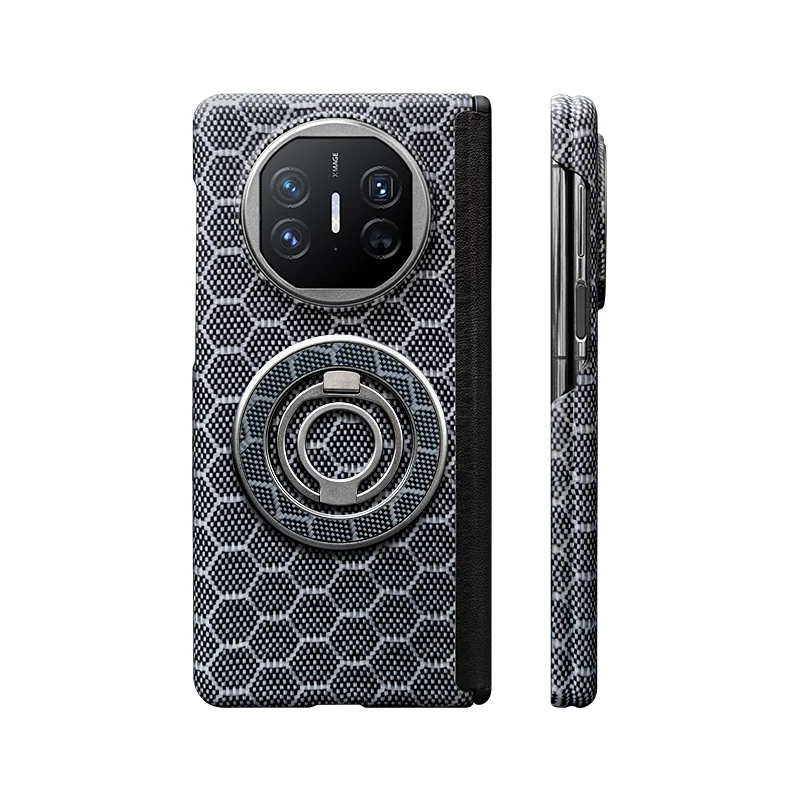 

100% Genuine 1500d Kevlar Aramid Fiber Phone Case For Huawei Mate X6 X5 X3 Rotating Bracket Magnetic Fall Prevention Back Cover
