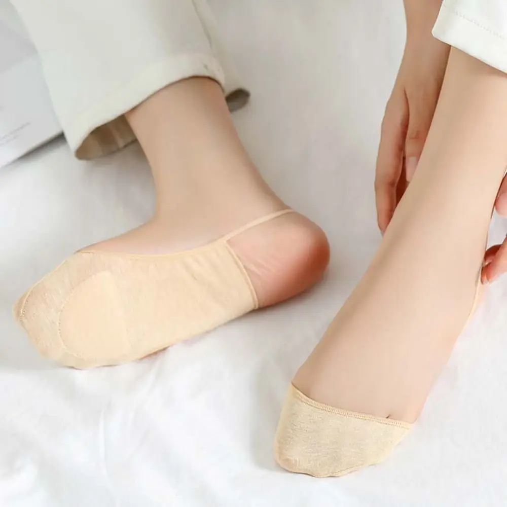 Soft With Cotton Pad Forefoot Socks Non slip Breathable Half Palm Hosiery Elastic Solid Color Sling Socks for Women Summer