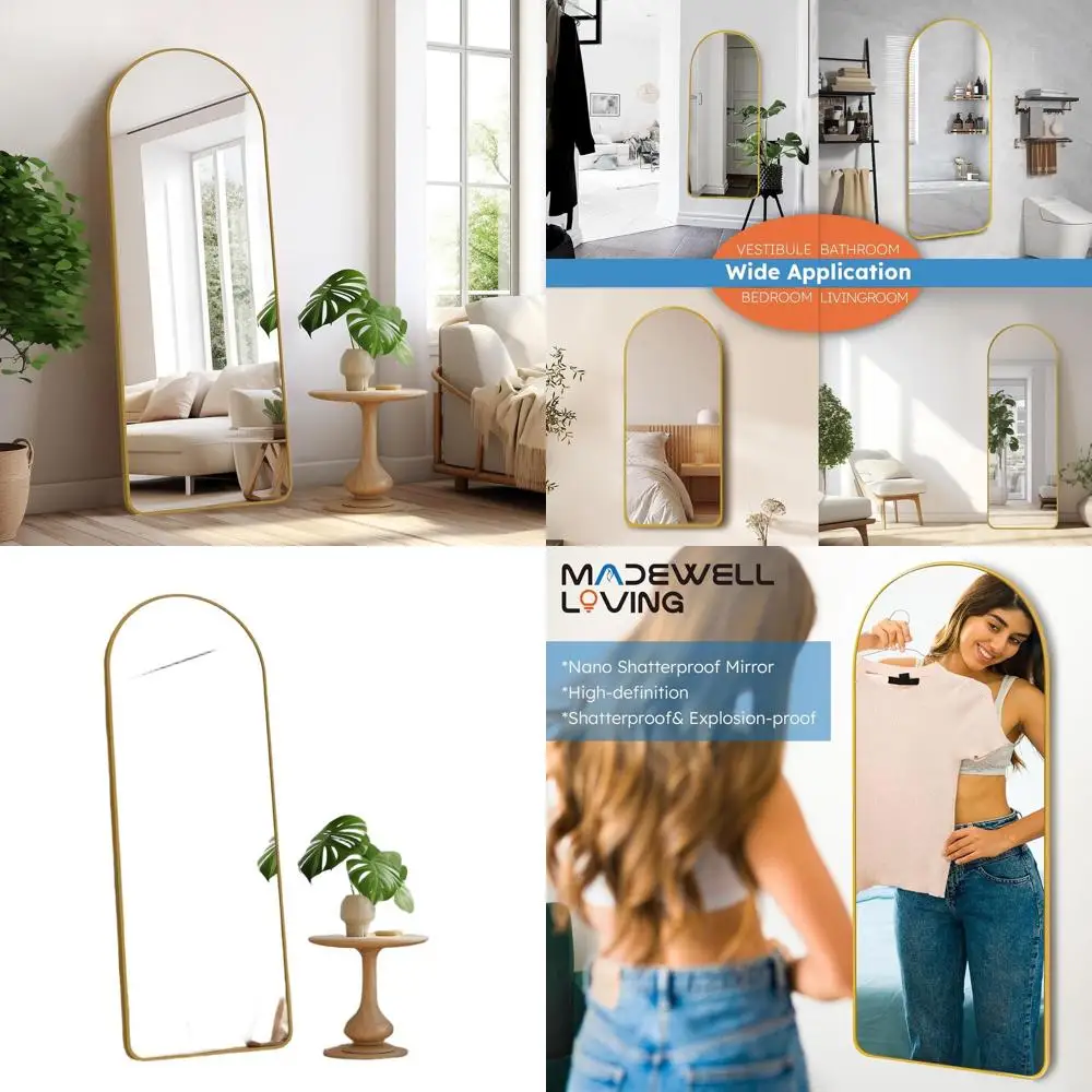 

56x19 Triple-Function Mirror with Stand, Ideal for Bedroom or Living Room, Tempered Glass, Space-Efficient Design