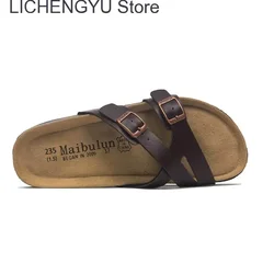 New Summer Cork Slippers Women Casual Solid Color Flip Flops Holiday Beach Outside Slides Shoe