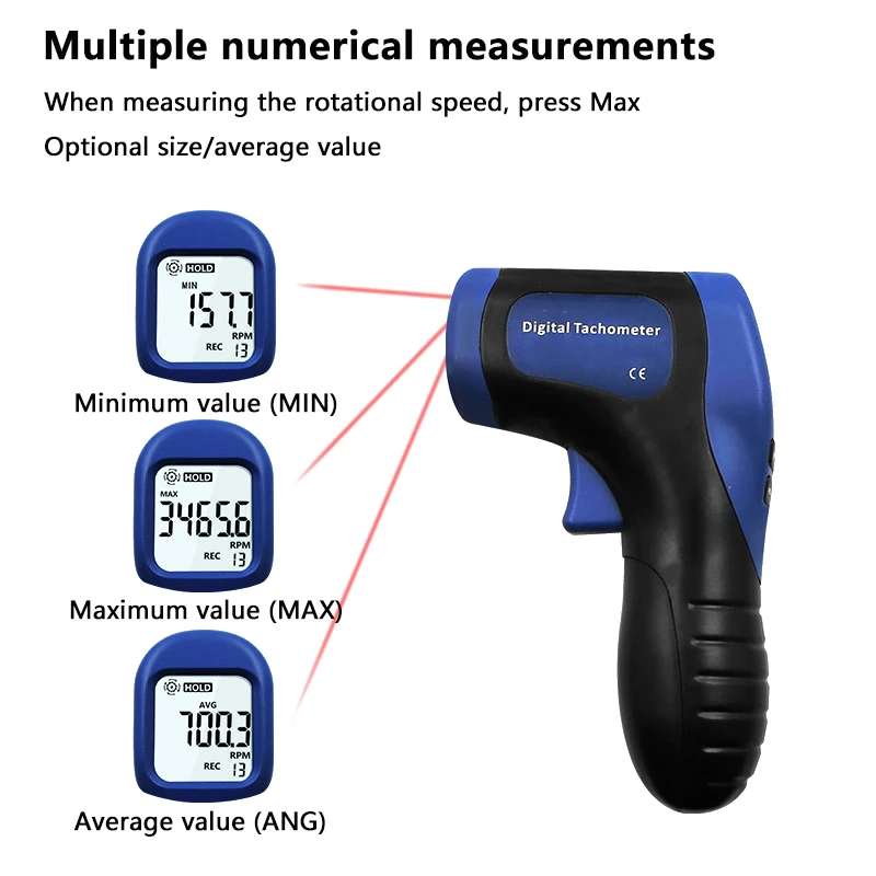 Handheld Digital Photo Tachometer Rpm Meter Laser Non-Contact Tach Range 2.5-99999RPM Motor Speed Meter ﻿