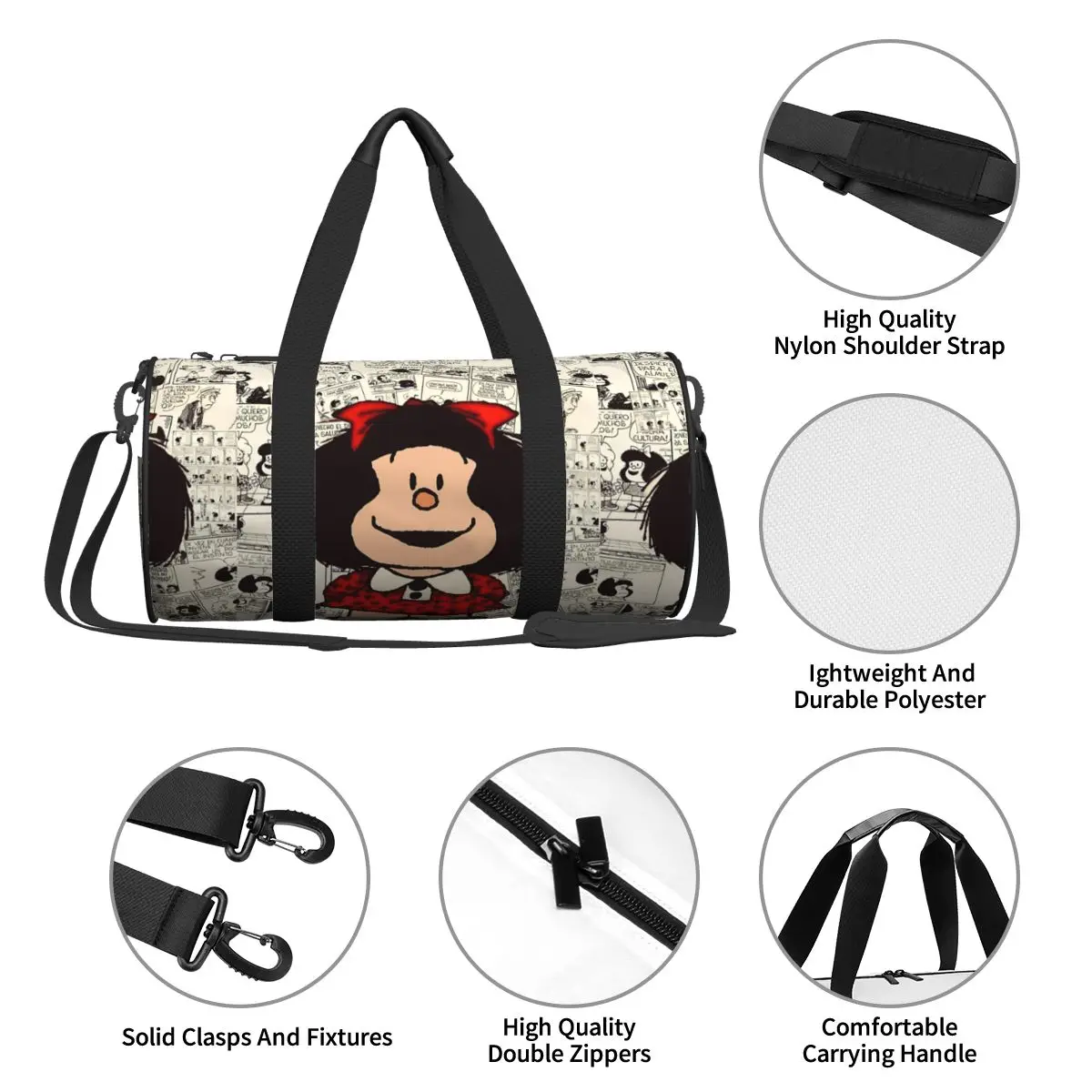 Mafaldas Anime Travel Bag Brave Girl Cartoon Training Gym Bag Couple Design Large Capacity Sports Fitness BagsOutdoor Handbags