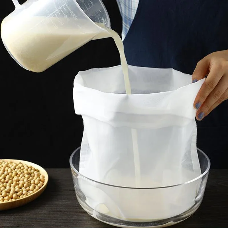 Soy Milk Wine Filter Bag Nut Milk Bag Tea Coffee Oil Yogurt Filter Net Mesh Kitchen Food Reusable Nylon Filter Bags Strainer