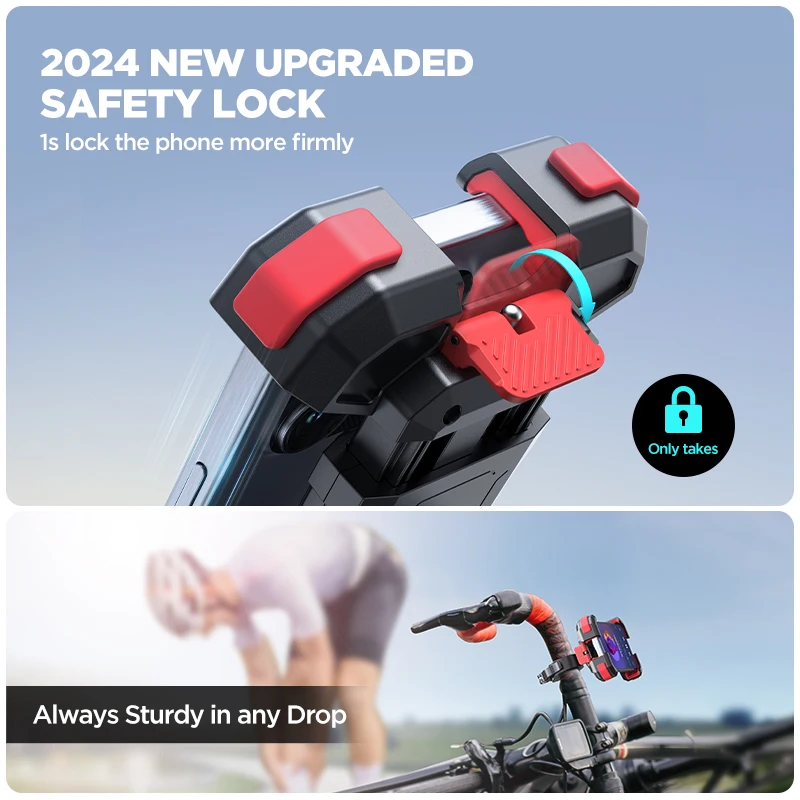 Joyroom Bike Phone Mount Motorcycle Phone Holder Upgrade Adjustable Cell Holder Bicycle Scooter Handlebar Cradle Clip for iPhone