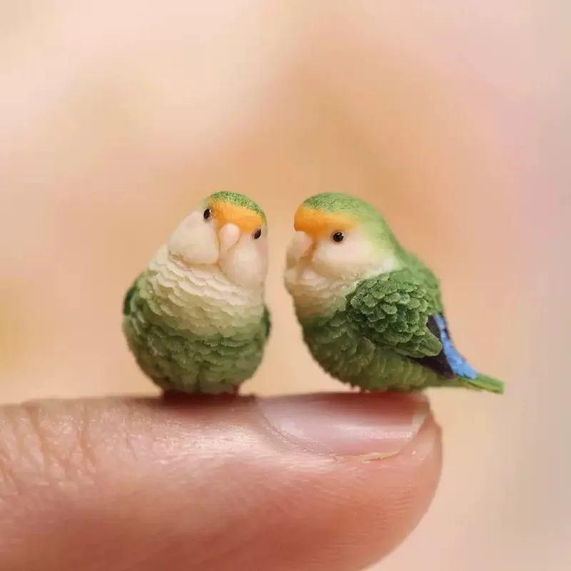 FallenVex Store Mini Parrot Figurine, Tiny Peony Parrot Model Dollhouse Decor for OB11 BJD Scene Shooting Layout Ornament