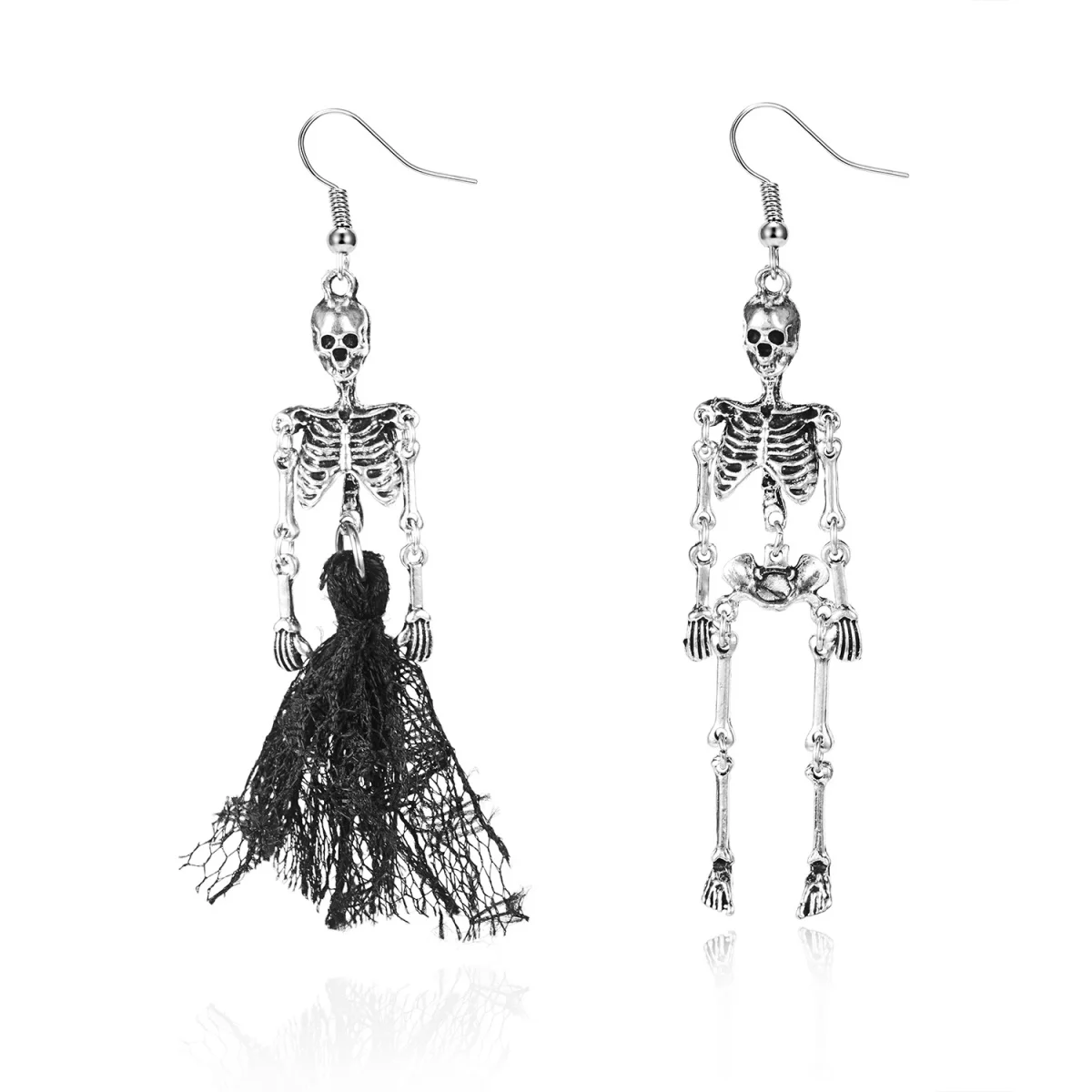 Asymmetrische Skelett Braut Bräutigam Ohrringe Spitze Fransen Tropfen Gothic Halloween Lustige Hochzeit Schmuck Für Frauen Männer Einzigartige Geschenke