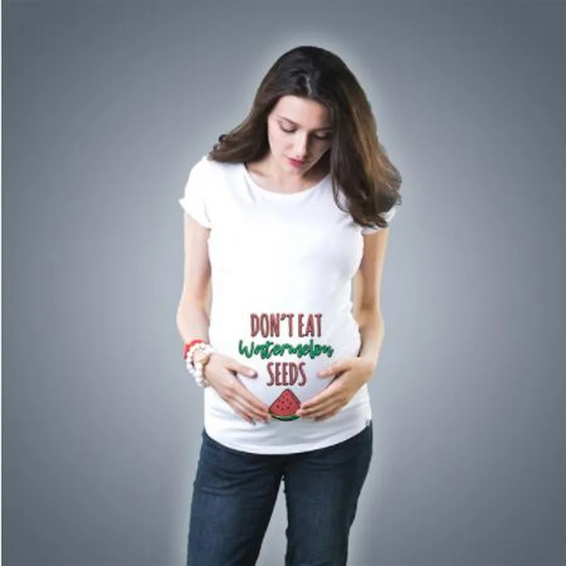 Don't Eat Watermelon Seeds Maternity Shirt Summer Short Sleeve Pregnancy T-shirt for Pregnant Women Maternity Ropa Mujer Top Tee