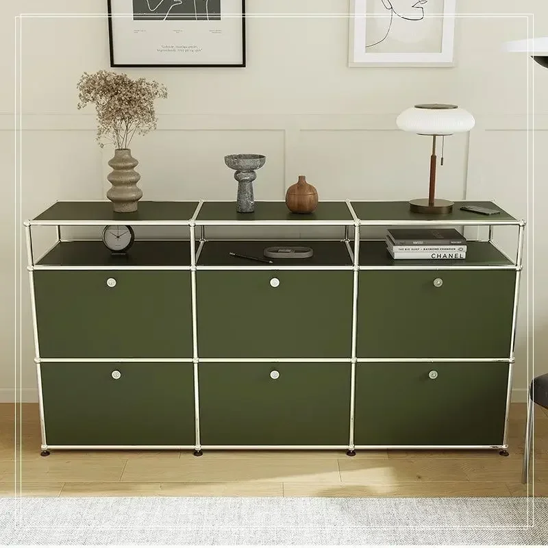 USM Olive Green Modular Livingroom Sideboards Cabinet Stainless Steel Storage Bookcase Shelf TV Stand Cabinet Bedside Table