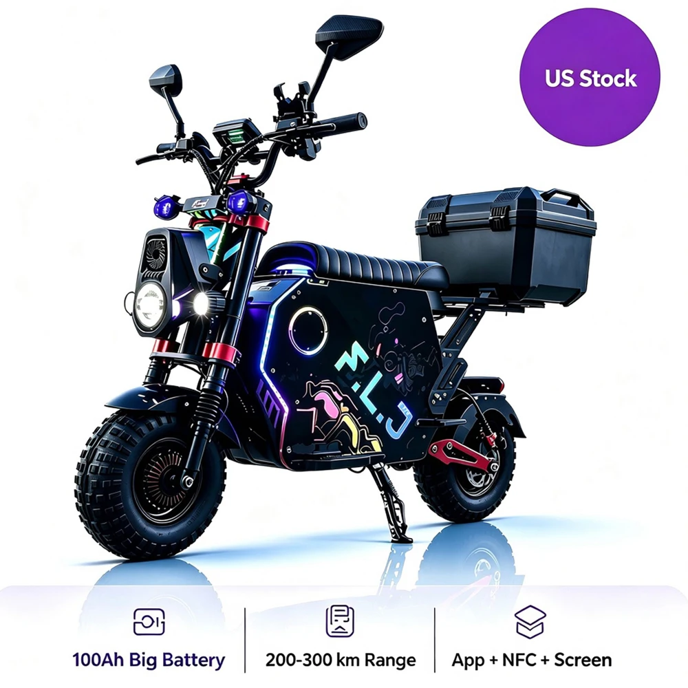 US Stock Scooter F14 72V 12000W Electric Scooter with 100AH Removable Battery Runing Range 200-300 Kms Fast Speed Scooter
