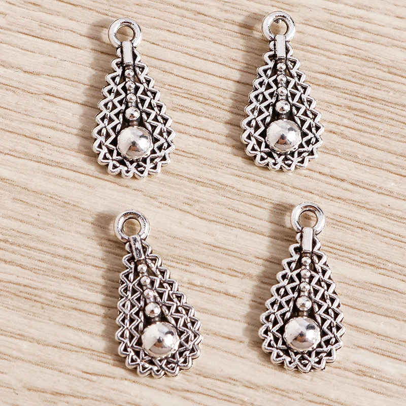 Tusember 50 Stück hohle, wassertropfenförmige Anhänger aus Legierung für handgefertigte Halsketten, Ohrringe, Damenschmuck, Accessoires – Detail 4