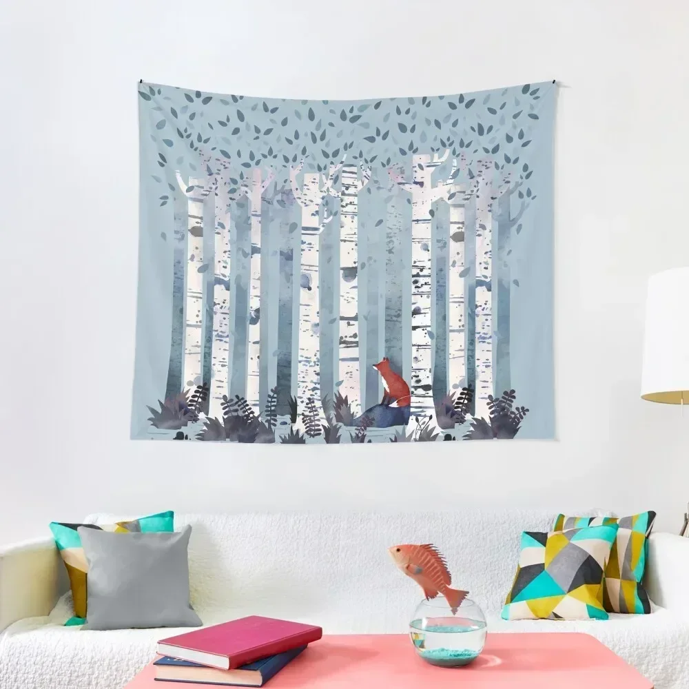 

The Birches (in Blue) Tapestry Room Decoration Korean Style Wallpaper Tapestry