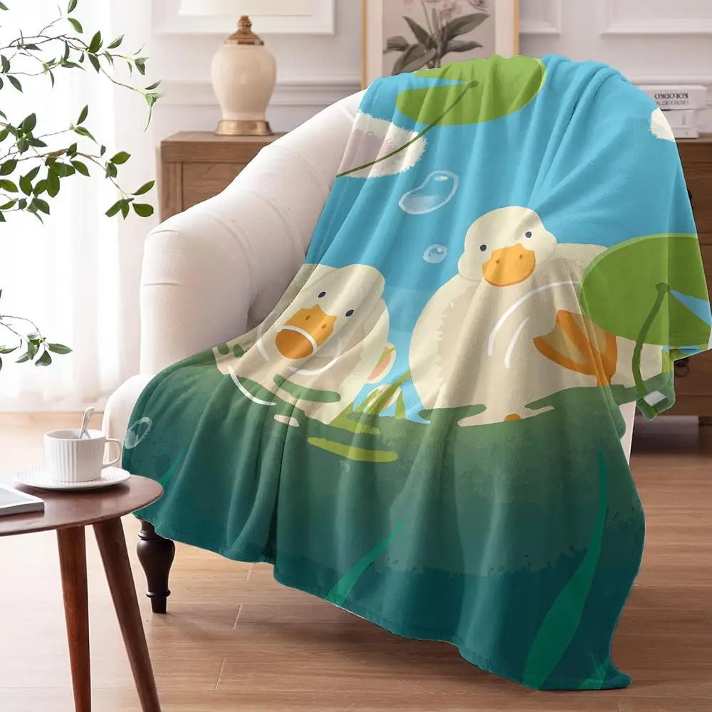 Two Cute Ducks Throw Soft Flannel Throw Summer AC Blanket Lightweight Cool Nap Blanket for Sofa Bed Couch Travel