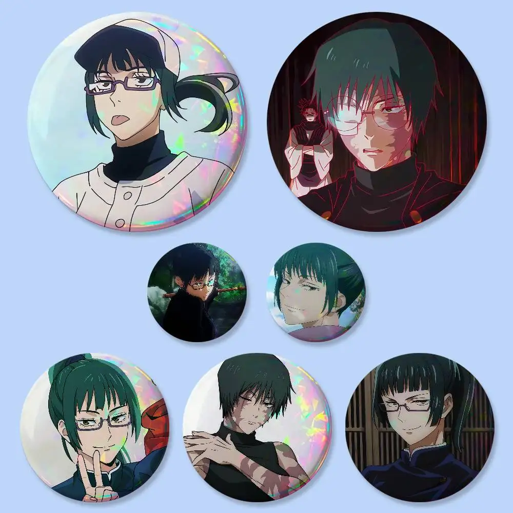 Insignias de Anime Maki Zenin de 25, 32, 44, 58 y 75 mm, Redondas, para Cosplay, Decoración de Bolsos, Regalos para Fans, Coleccionistas, Amigos, Broche, Souvenir
