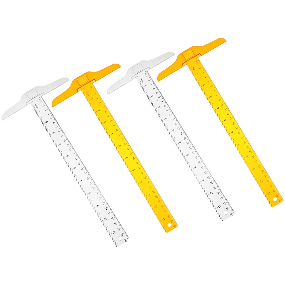 4 قطعة T شكل حاكم قسط البلاستيك مقياس مزدوج الفن الرسم أداة قياس الفصول الدراسية مكتب اللوازم المنزلية T حاكم