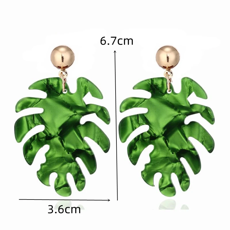 New Green Color Hang Earrings for Women Flower Round Heart Leaf Butterfly Metal Brincos Sweet Jewelry Summer Christmas Girl Gift