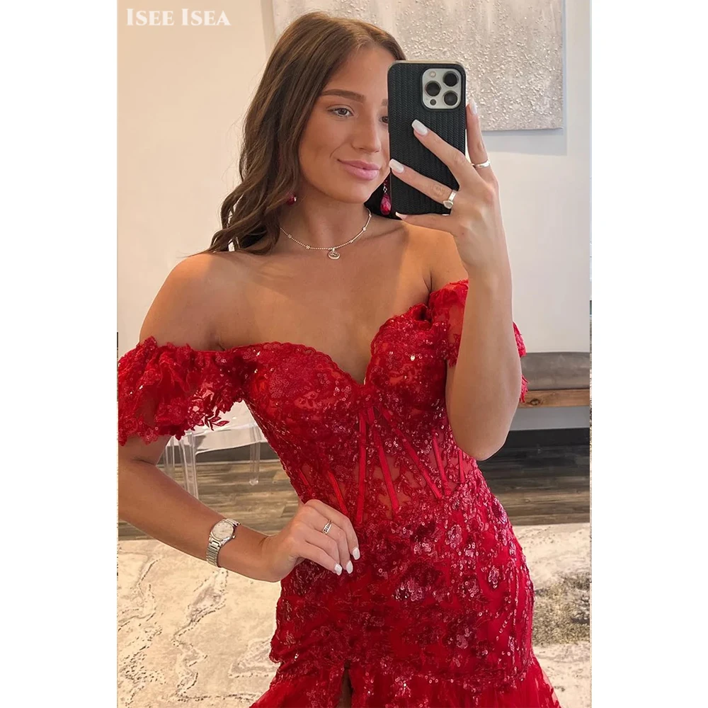 Vestidos de Noche rojos para mujer, elegantes, brillantes, sin mangas, brillantes, formales, sirena, vestidos de fiesta elegantes, vestido de graduación personalizado