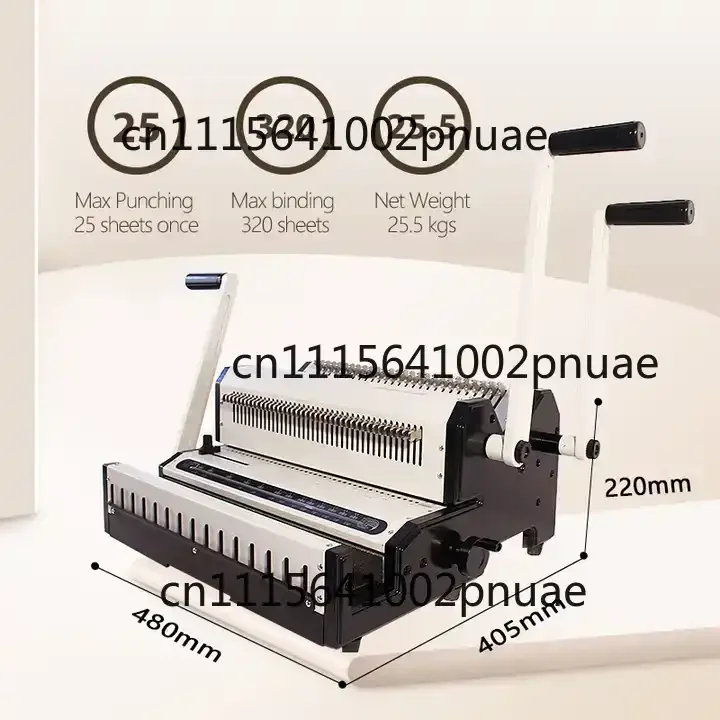 Wire Comb Clip Binding Machine, 25 Sheets Punch 320 Sheets Bind, 3:1 2:1 Dual Hole F4 Size for Office Commercial