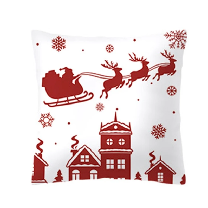 Christmas Themed Pillowcaset Soft Polyester Pillow Cover Zippered Easy Removal NEW arrival