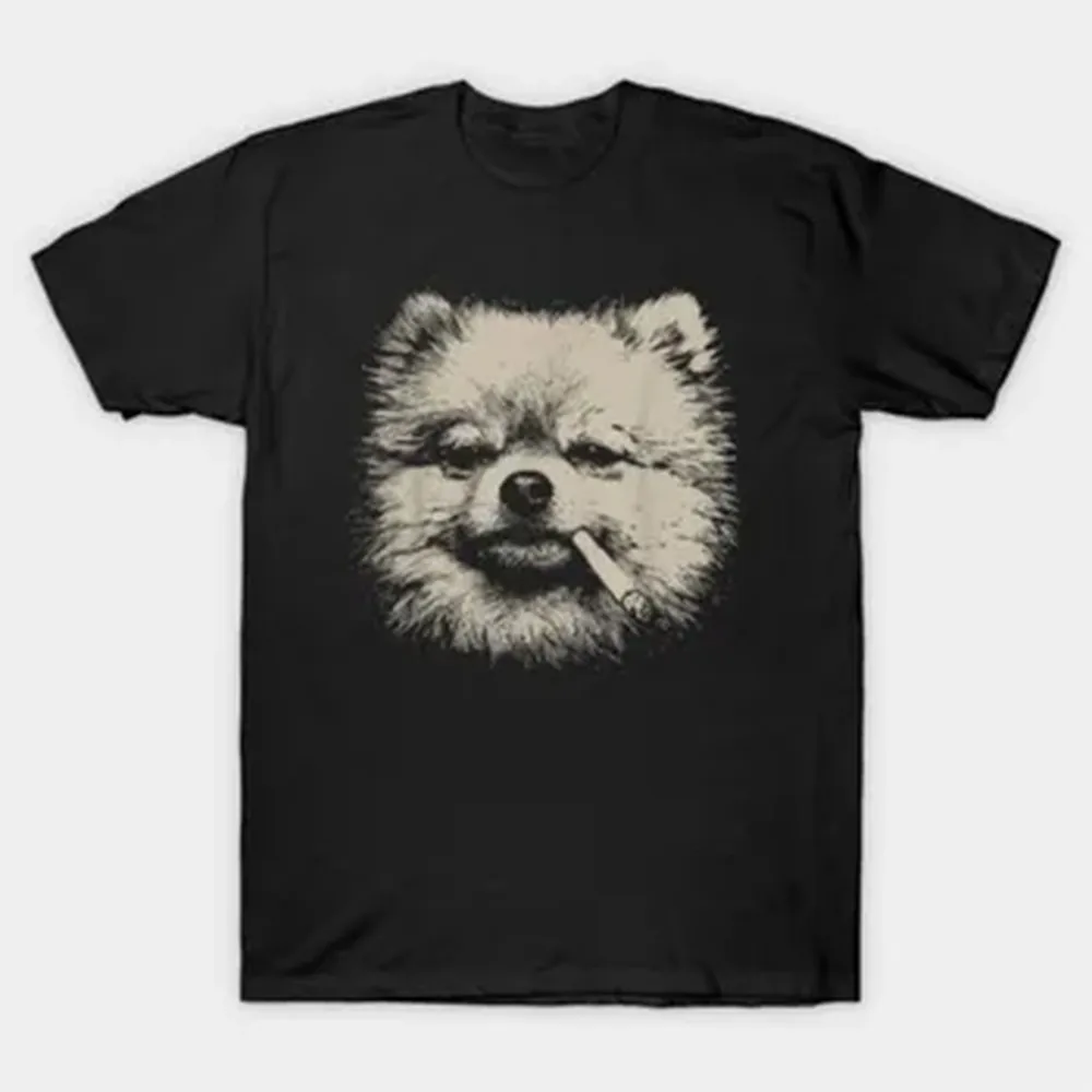 Camiseta con diseño de perro Pomeranian para hombres y mujeres, camisetas 100% de algodón, camisetas de manga corta 0128-2