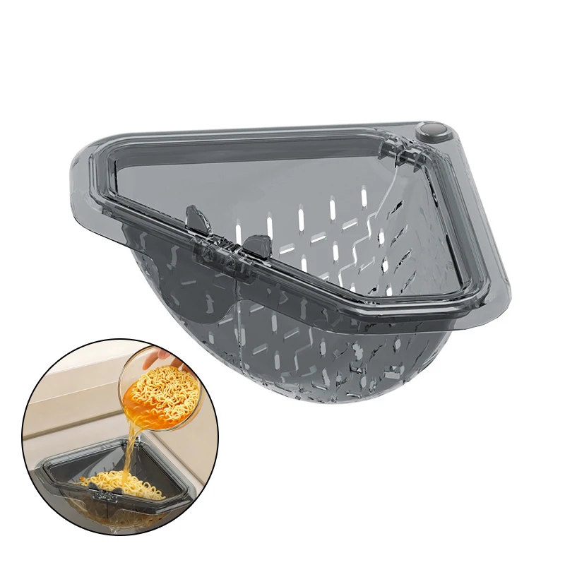 

Magnetic Triangular Sink Strainer Basket, Corner Draining Basket for Kitchen Sink, Hands-Free Food Catcher