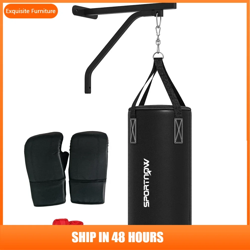 

Unfilled Punching Bag for Adults, Heavy Bag Wall Mount Set with Bracket, Boxing Gloves, Hand Wraps and 360° Swivel Hook Muay