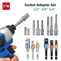 Drill Socket Adapter Kit Impact Drill Extension Bit Socket Adapter Kit 1/4'' 3/8'' 1/2'' Square Head 1/4'' Hex Shank Drill Tools