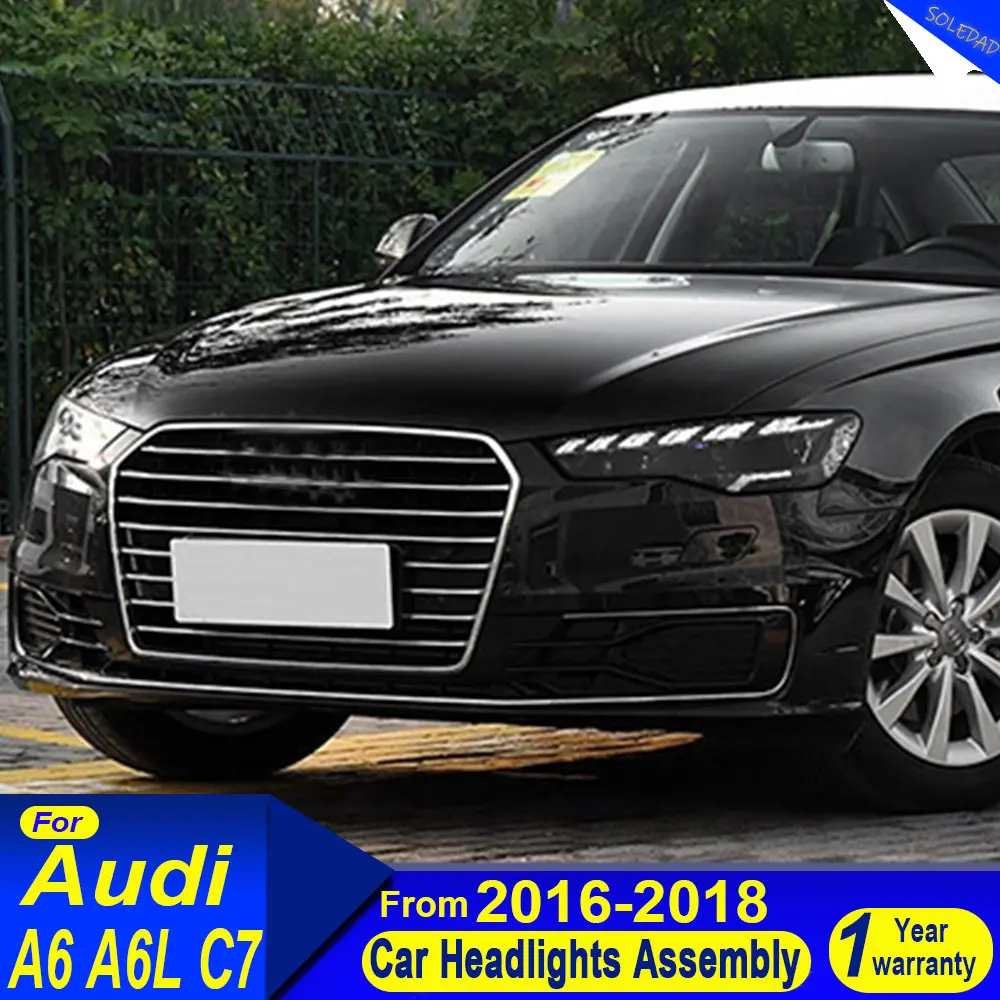 

Полностью светодиодные фары для Audi A6 C7 2016 2017 2018, автомобильные аксессуары, модифицированные A6L светодиодные передние фары указателя поворота DRL в сборе