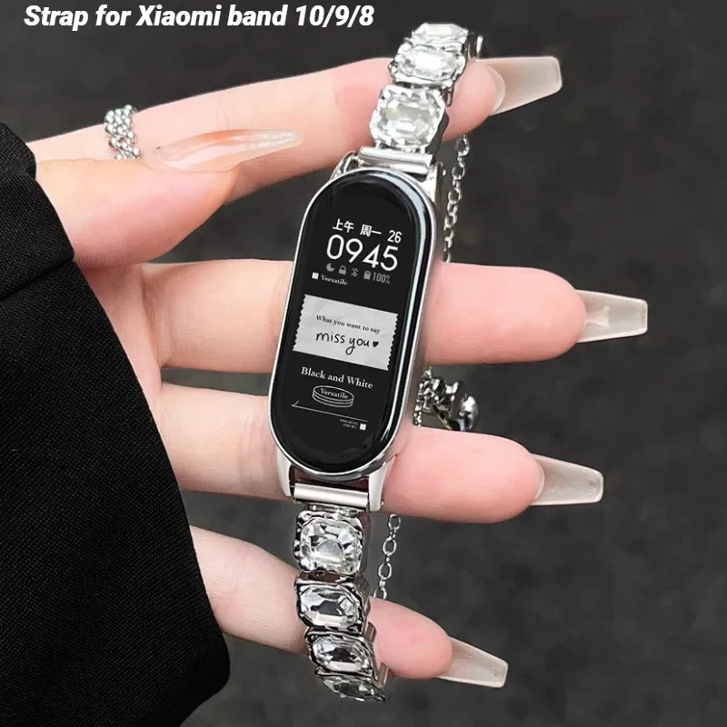 

Металлический ремешок для Xiaomi Band 10, спортивный ремешок из нержавеющей стали для Xiaomi Band 9/8, женские умные часы, браслет Correa